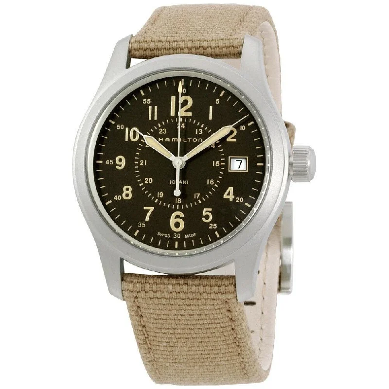 Digital Watches with Timer FunctionHamilton Men's H68201993 Khaki Field Beige Nylon Watch