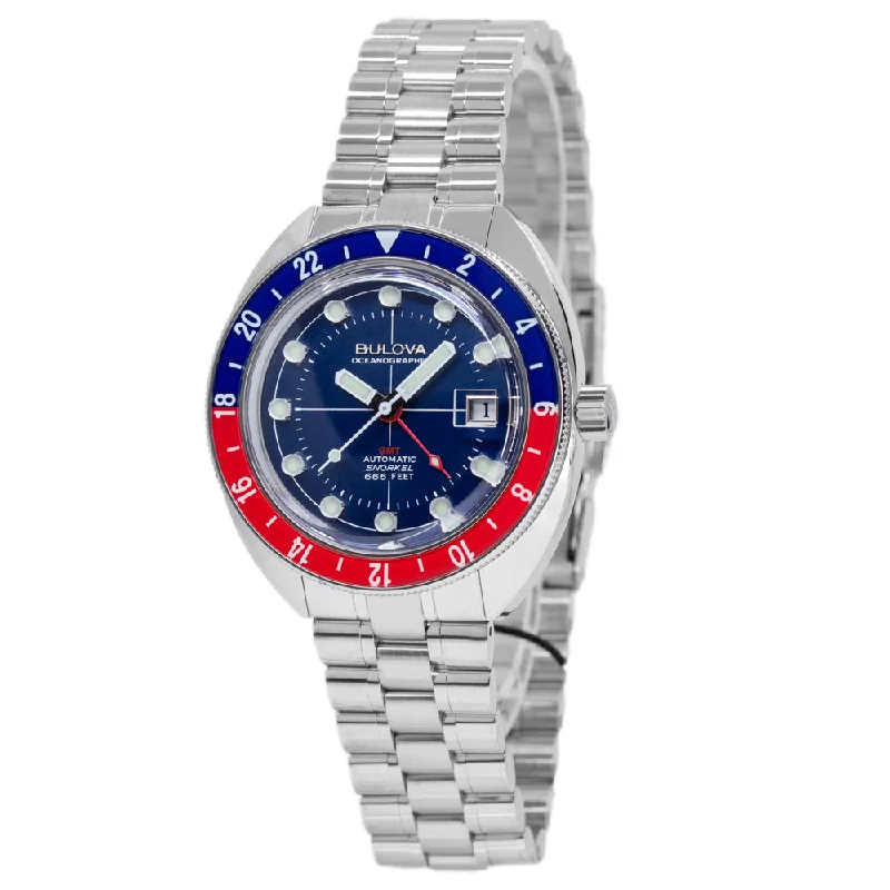 Military Style Watches with Luminescent HandsBulova Men's 96B405 Oceanographer GMT Mechanical