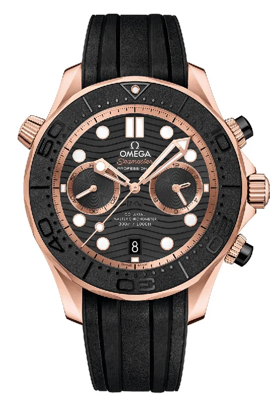 Solar-Powered Watches for Eco-Conscious UsersOmega Seamaster Diver 300M Chronograph Sedna Gold 210.62.44.51.01.001