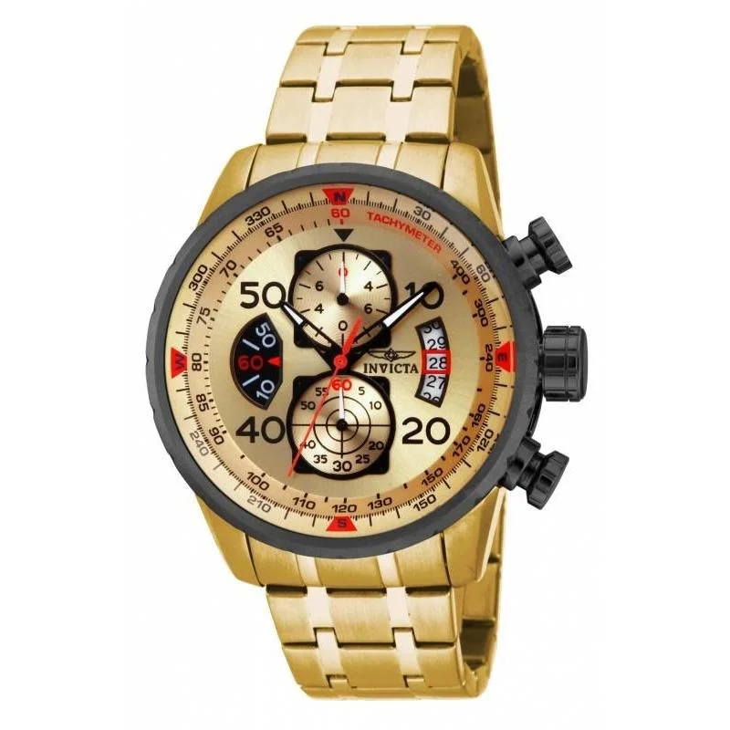 Stainless Steel Mesh Strap Watches for a Sleek LookInvicta Men's 17205 Aviator Gold-Tone Stainless Steel Watch