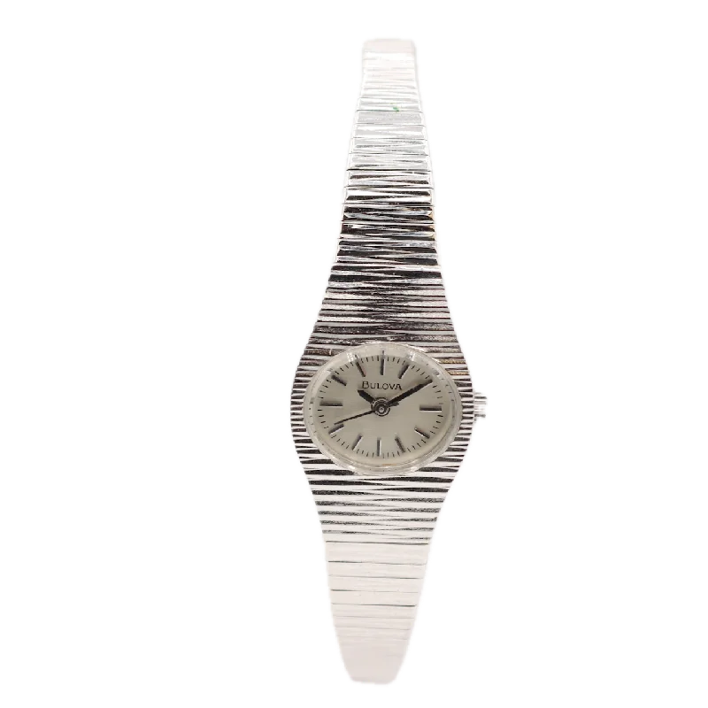 Stainless Steel Bracelet Watches for DurabilityVintage 17mm 1979 Bulova Integrated Bracelet Ladies Mechanical Wristwatch