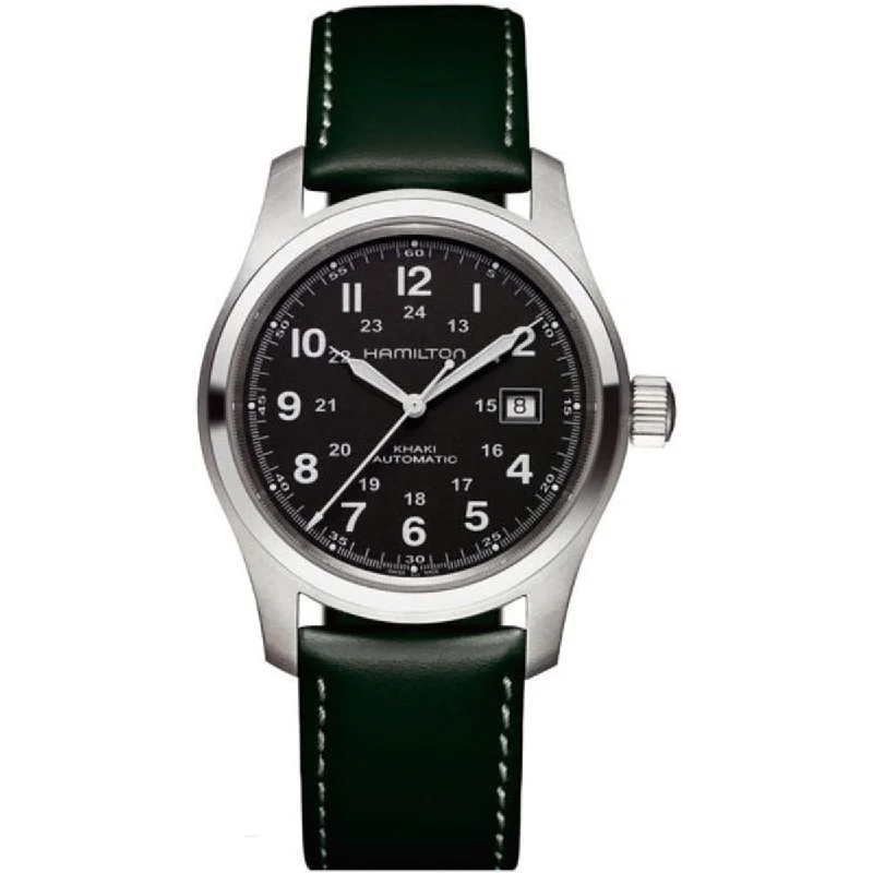 Watches with Backlight for Low-Light ConditionsHamilton Men's H70555863 Khaki Field Green Leather Watch