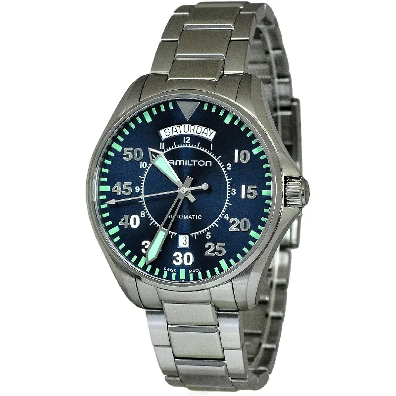 Designer Brand Watches with Unique Dial PatternsHamilton Men's H64615145 Khaki Aviation Automatic Stainless Steel Watch