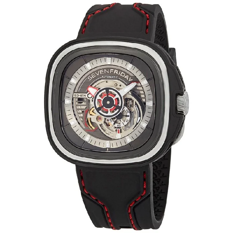 Watches with GMT FunctionSevenFriday S-Series Automatic Black Dial Men's Watch S3-01