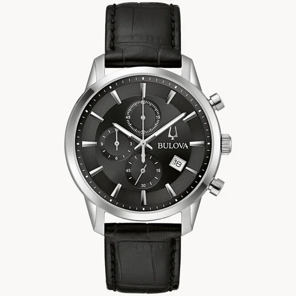 Watches with Stainless Steel PVD Coating for Scratch ResistanceBulova 98B403 Sutton Black Dial Chronograph