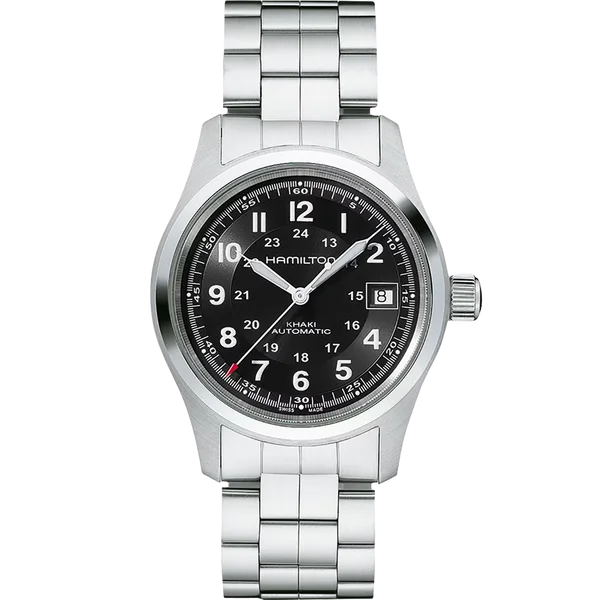 Stainless Steel Bracelet Watches for DurabilityHamilton H70455133 Khaki Field Auto 80 Hour 38mm Black