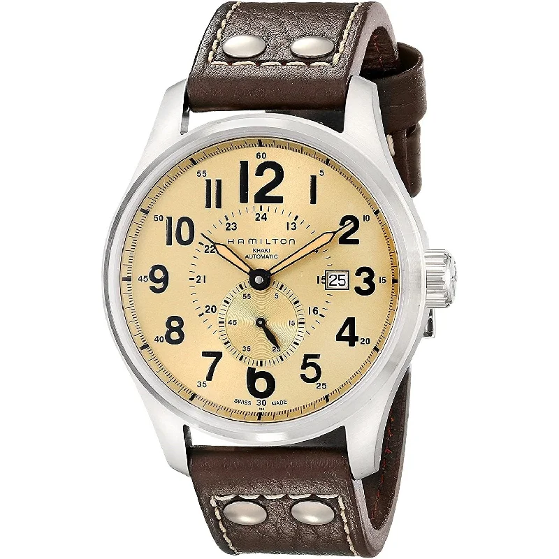 Alloy Cased Watches for Affordable QualityHamilton Men's H70655723 Khaki Officer Brown Leather Watch