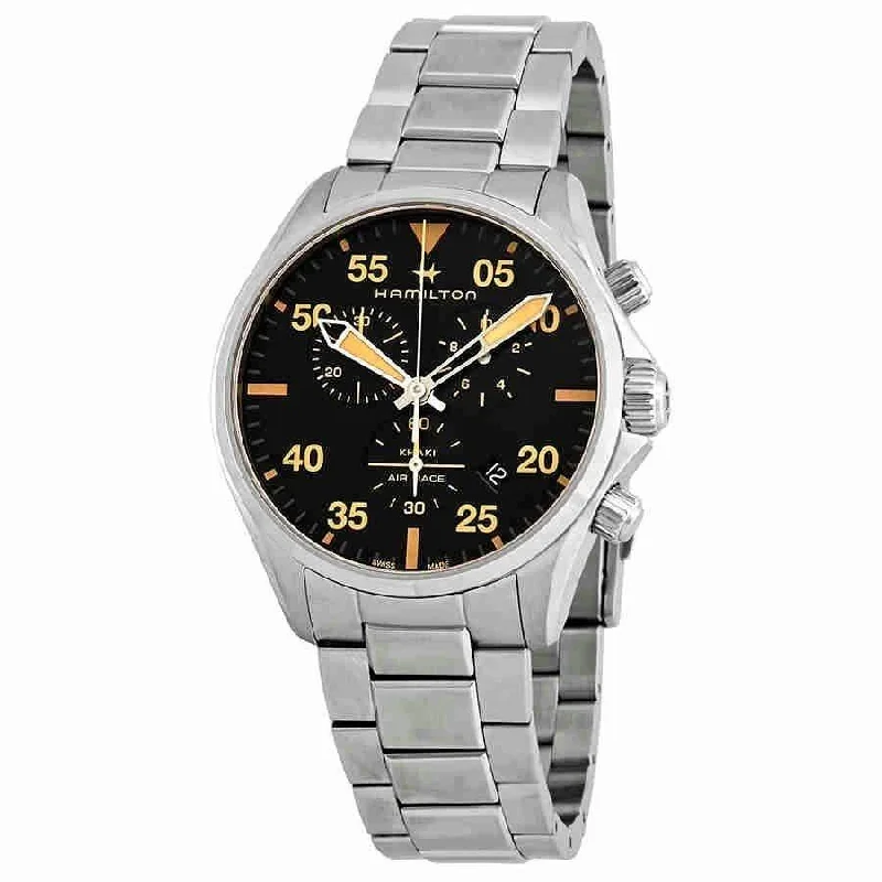 Watches with Gold Plated Cases for a Luxurious LookHamilton Men's H76722131 Khaki Pilot Chronograph Stainless Steel Watch