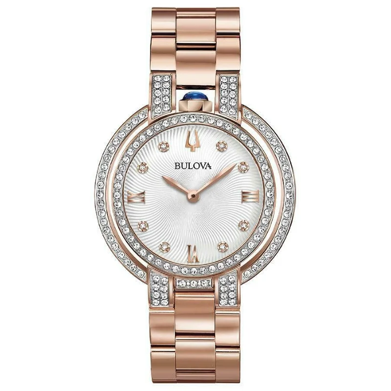 Watches with Rubber Straps for Comfort and DurabilityBulova Rubaiyat Quartz Silver Dial Women's Watch 98R250