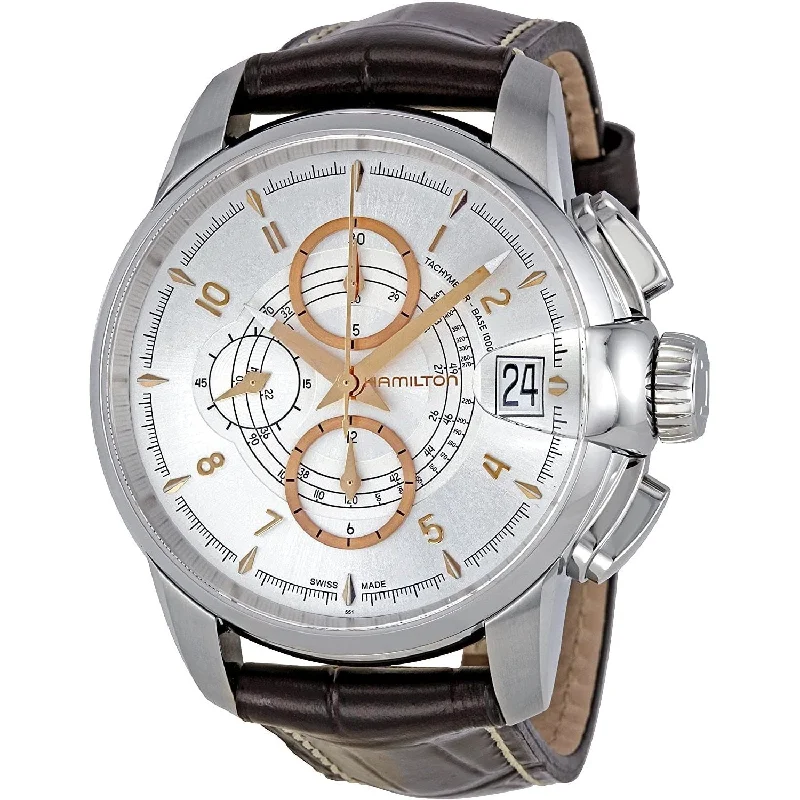 Watches with Gold Plated Cases for a Luxurious LookHamilton Men's H40616555 Timeless Classic Railroad Chronograph Brown Leather Watch