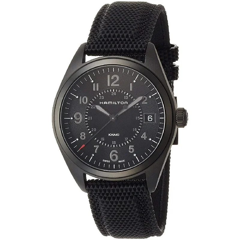 Watches with Two-Tone Cases for a Stylish AppearanceHamilton Men's H68401735 Khaki Field Black Rubber and Leather Watch