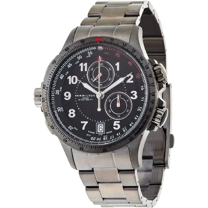 Watches with Multiple Time Zone DisplaysHamilton Men's H77672133 Khaki ETO Chronograph Stainless Steel Watch