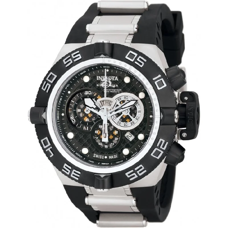 Military Style Watches with Luminescent HandsInvicta Men's 6564 Subaqua Noma IV Chronograph Black and Silver Inserts Polyurethane Watch