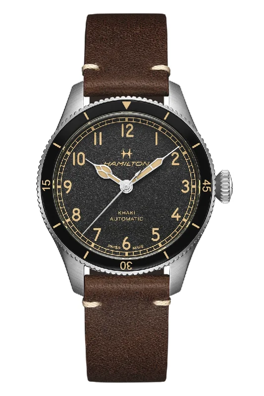 Watches with Baton-Style Hands for a Classic LookHamilton Khaki Aviation Pilot Pioneer H76205530