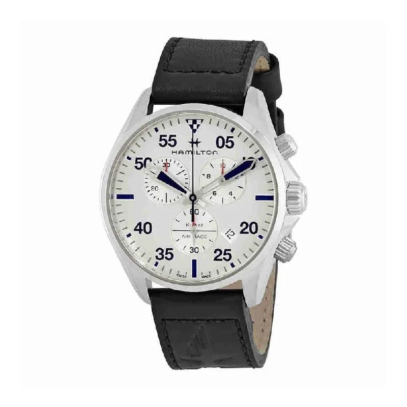 Designer Brand Watches with Unique Dial PatternsHamilton Men's H76712751 Khaki Pilot Chronograph Black Leather Watch