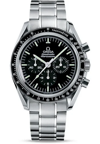 Round Dial Watches with Roman NumeralsOmega Speedmaster Moonwatch Professional Watch - 42 mm Steel Case - Tachymeter Bezel - Black Dial - Extra Nato And Velcro Strap - 311.30.42.30.01.005