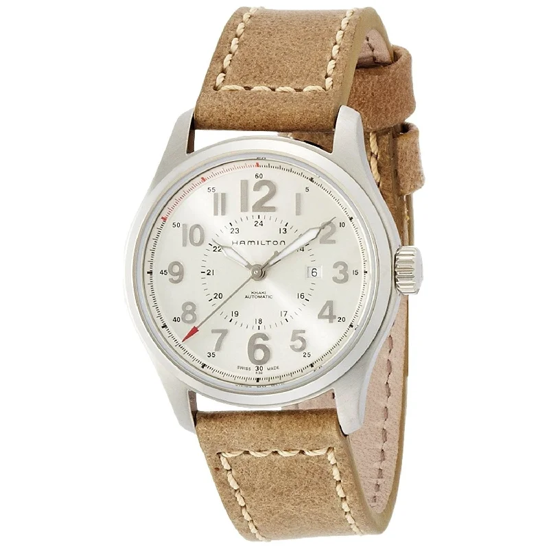 Watches with Stainless Steel PVD Coating for Scratch ResistanceHamilton Men's H70365983 Khaki Officer Automatic Brown Leather Watch