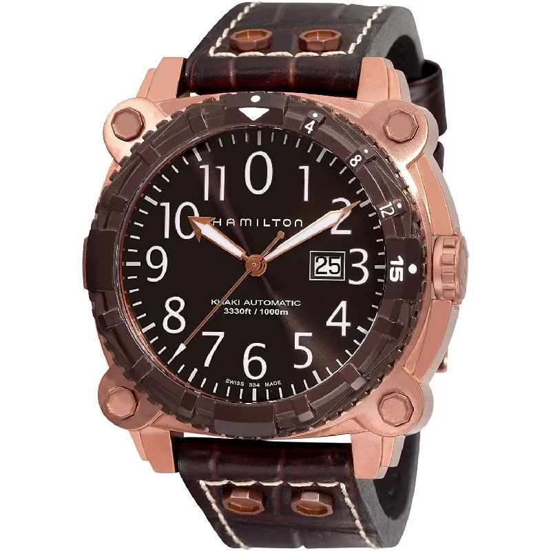 Watches with Dauphine-Style Hands for an Elegant LookHamilton Men's H78525533 Khaki Navy Below Zero Brown Leather Watch