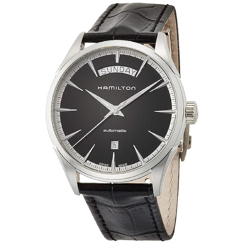 Watches with Dauphine-Style Hands for an Elegant LookHamilton Men's H42565731 Jazzmaster Automatic Black Leather Watch