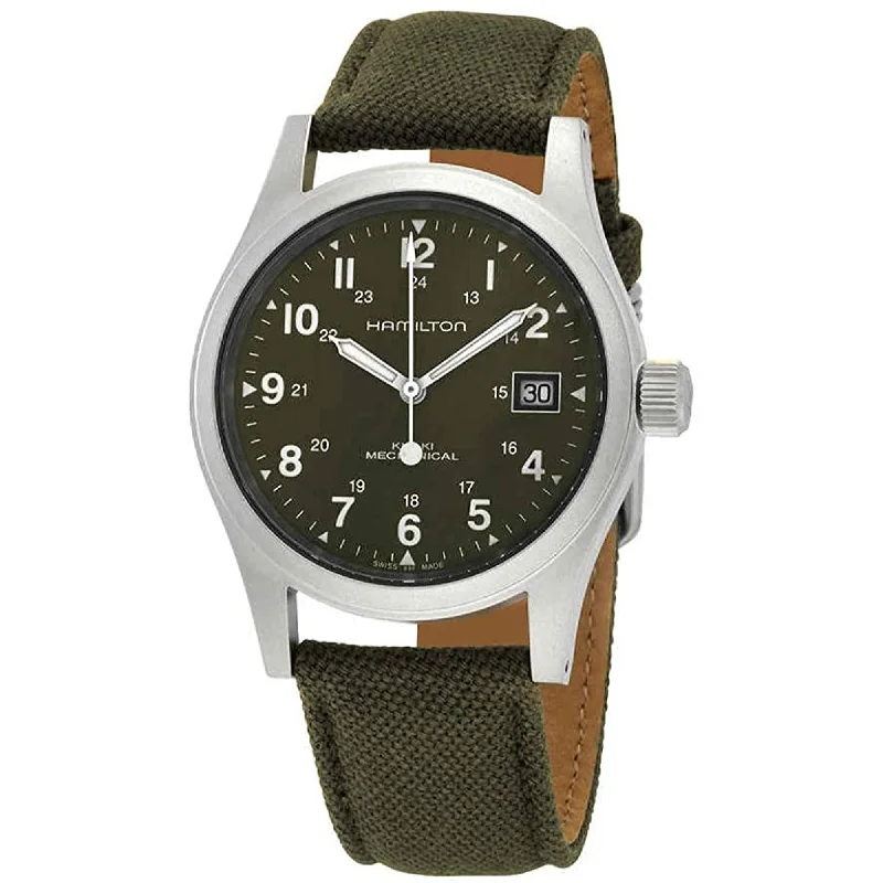 Watches with Baton-Style Hands for a Classic LookHamilton Men's H69439363 Khaki Field Green Textile Watch