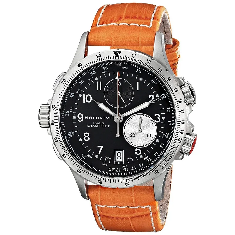 Dressy Watches for Evening EventsHamilton Men's H77612933 Khaki  Chronograph Orange Leather Watch