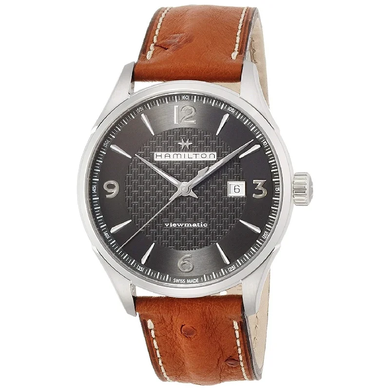 Mechanical Watches with Hand-Winding MechanismHamilton Men's H32755851 Jazzmaster Viewmatic Automatic Brown Leather Watch