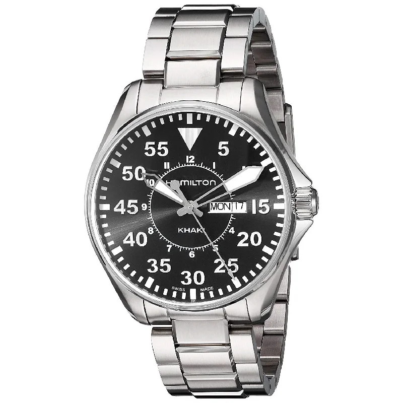 Digital Watches with Timer FunctionHamilton Men's H64611135 Khaki Pilot Stainless Steel Watch