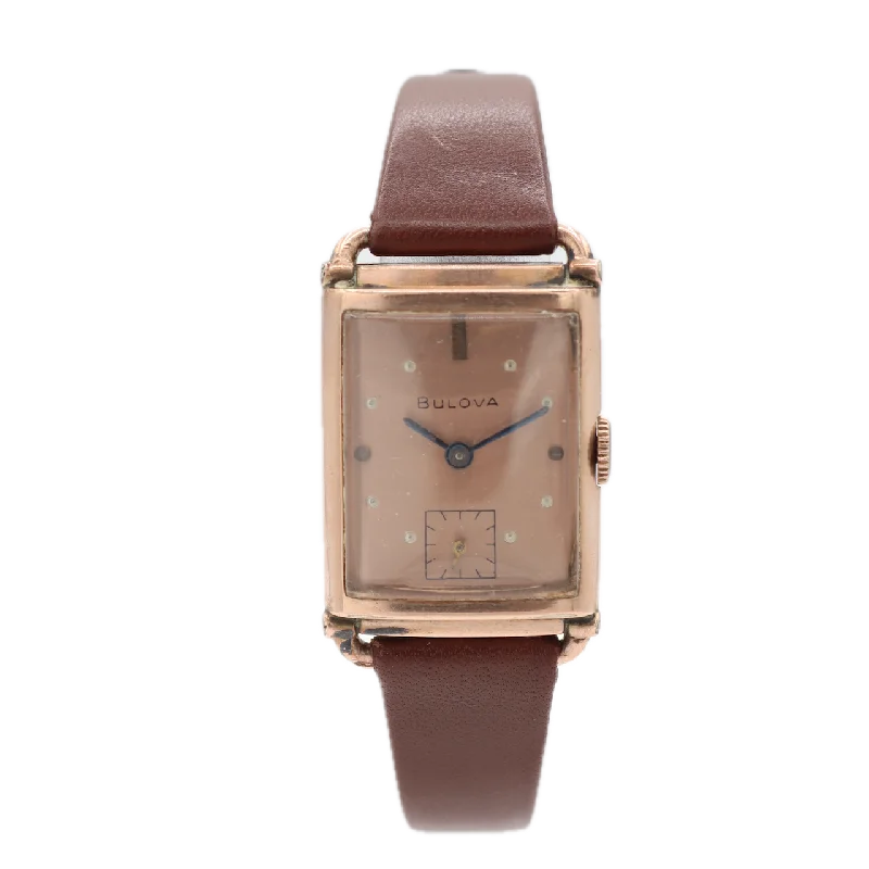 Watches with Matte Finish Cases for a Sophisticated LookVintage Bulova Men's Mechanical Wristwatch 7AK USA 14k Rose Gold Filled