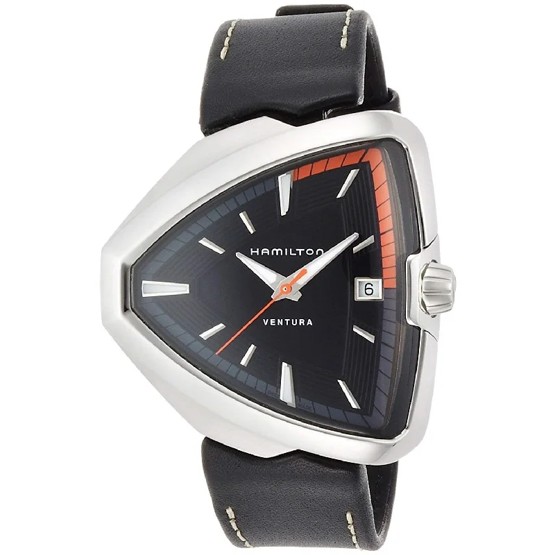 Retro-Inspired Quartz Watches for Retro LoversHamilton Men's H24551731 Ventura Black Leather Watch