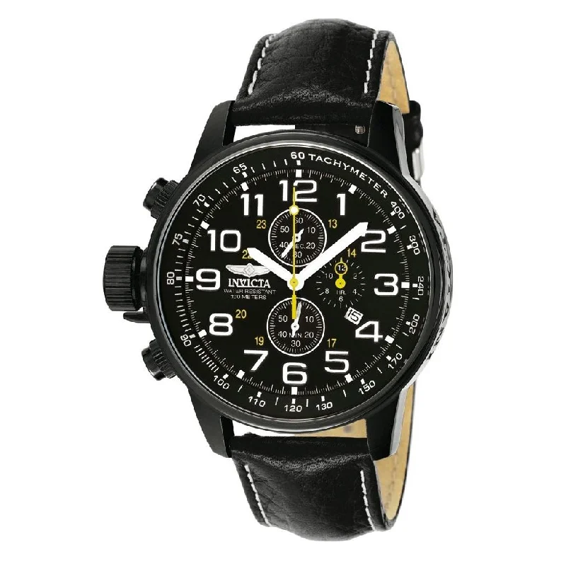 Stainless Steel Mesh Strap Watches for a Sleek LookInvicta Men's 3332 I-Force Lefty Chronograph Black Leather Watch