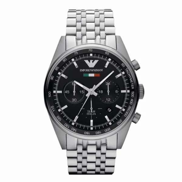 Men’s Dress Watches with Slim ProfilesEmporio Armani Men's Team Italia Chronograph Watch Steel AR5983