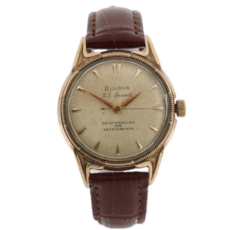 Watches with Stainless Steel PVD Coating for Scratch ResistanceVintage 1956 Bulova Sunburst Men's Automatic Wristwatch 10 BPAC 10k RGP & Steel