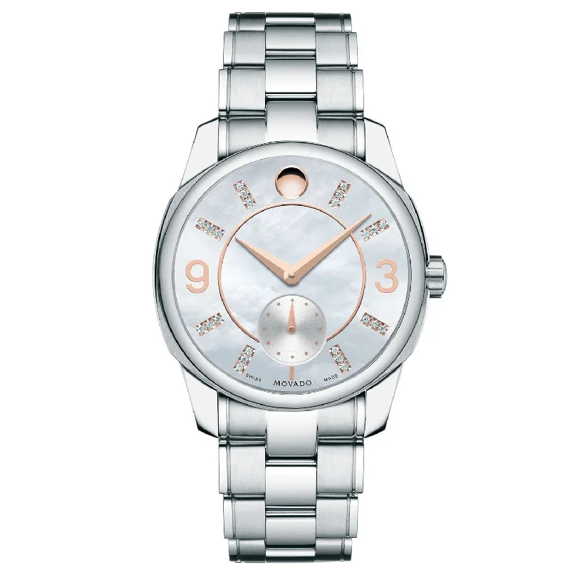 Watches with Luminous Markers for Night VisibilityMovado LX Quartz Diamond White Mother of Pearl Dial Women's Watch 0606619