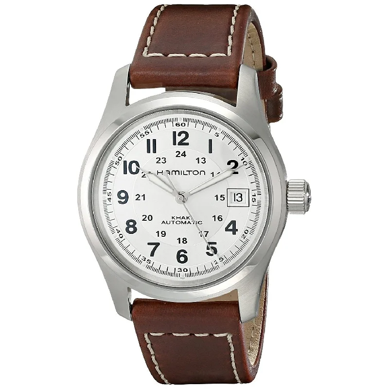 Watches with Rose Gold Plated Cases for a Feminine TouchHamilton Men's H70455553 Khaki Field Automatic Brown Leather Watch