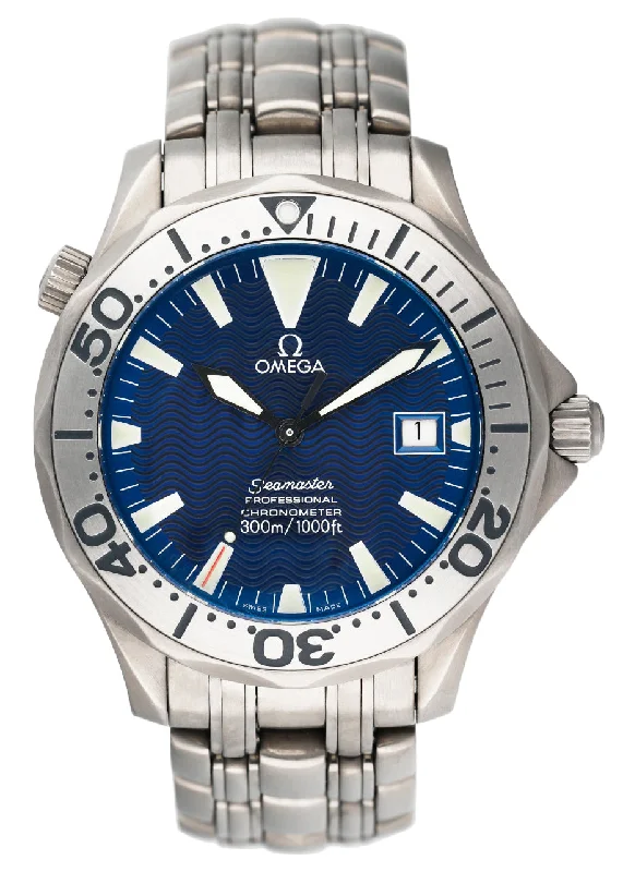 Luxury Quartz Watches with High-End MovementsOmega Seamaster 2231.80.00 300M Chronometer Blue Dial Titanium Mens Watch