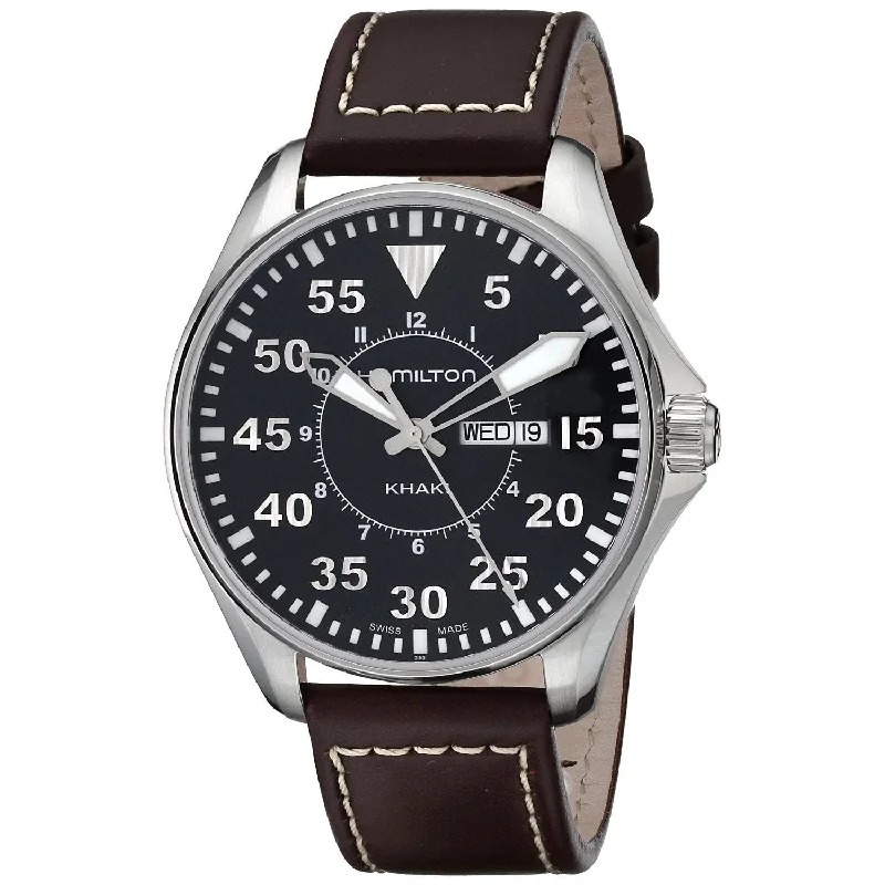 Limited Edition Watches for Exclusive CollectorsHamilton Men's H64611535 Khaki Aviation Pilot Brown Leather Watch