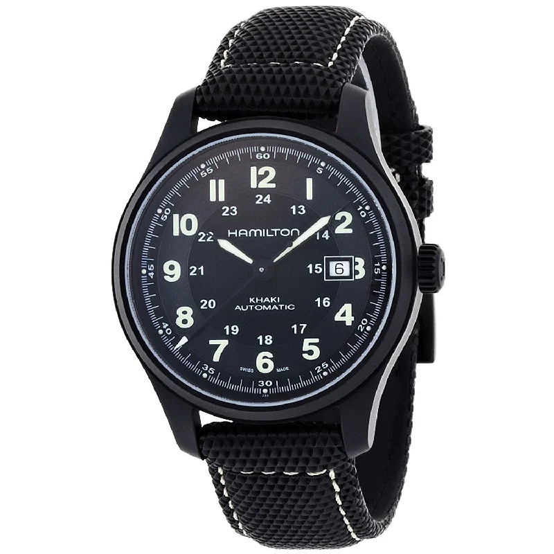 Adjustable Strap Watches for Perfect FitHamilton Men's H70575733 Khaki Field Automatic Black Canvas Watch